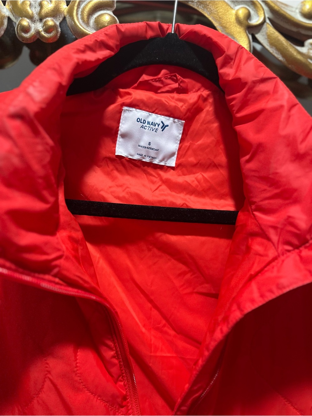 Quilted Oversized Packable Half Zip Pullover Jacket - Red Orange - Picture 4 of 16
